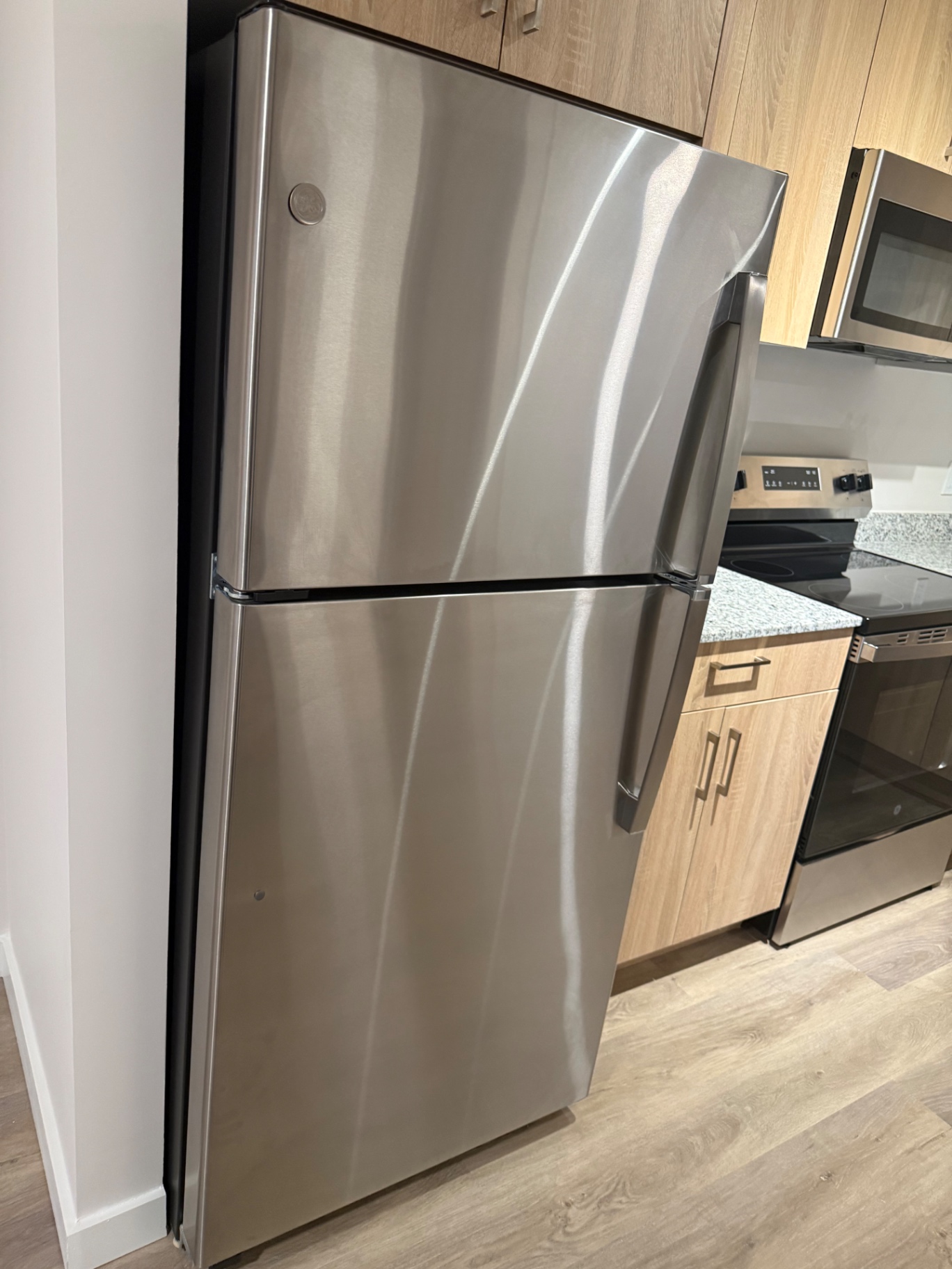 Clean stainless steel refrigerator and stove